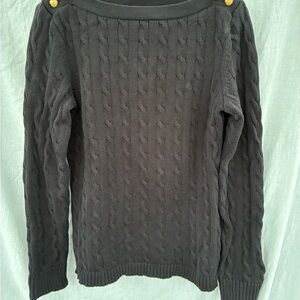 Ralph Lauren Women's Black Cable Knit Sweater